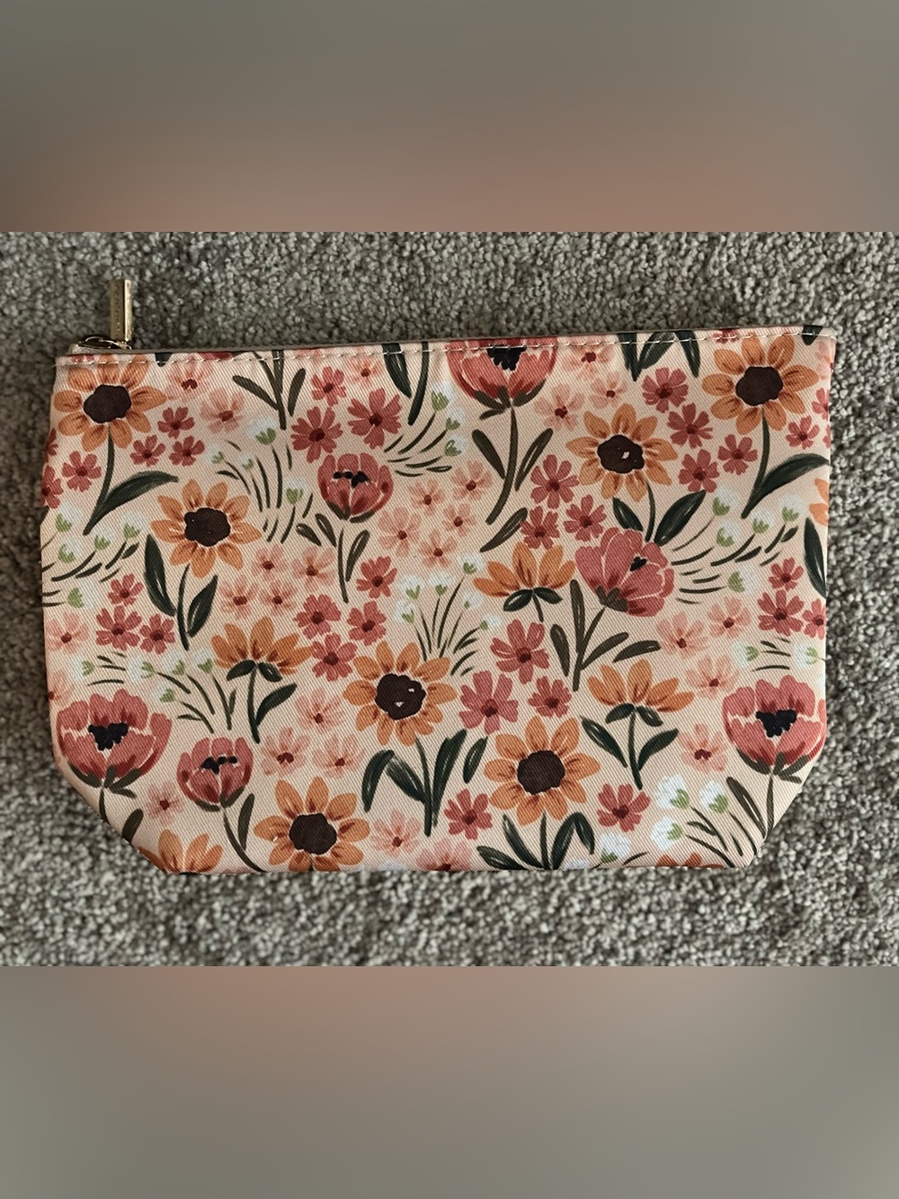 NWOT Floral Cosmetic Pouch in Sunny Poppies Design